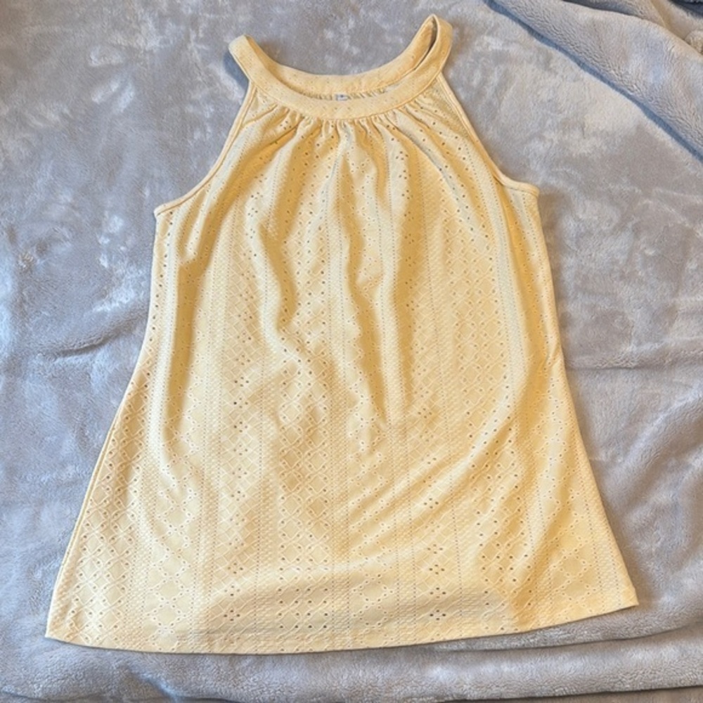 NWOT Yellow Eyelet Halter-Style Tank (S)
